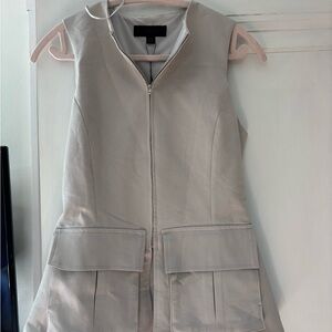 Zara Gray Sleeveless Blouse with Front Zipper